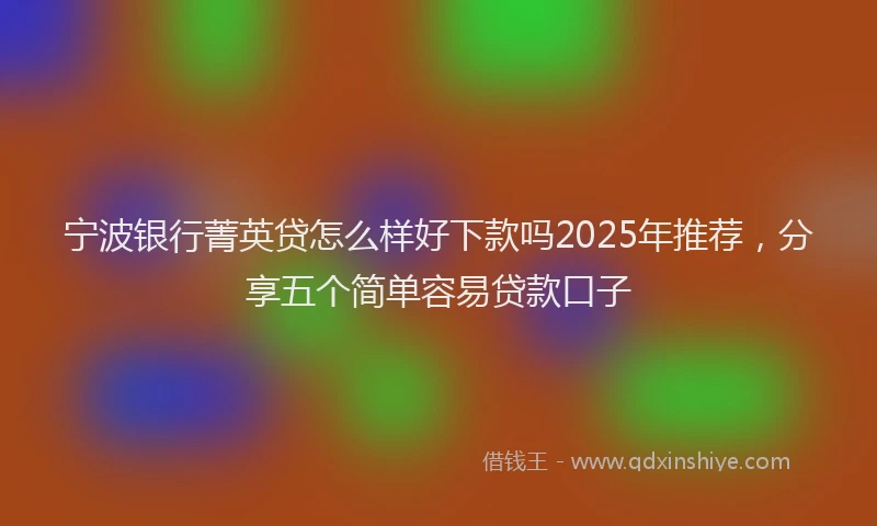 宁波银行菁英贷怎么样好下款吗2025年推荐，分享五个简单容易贷款口子