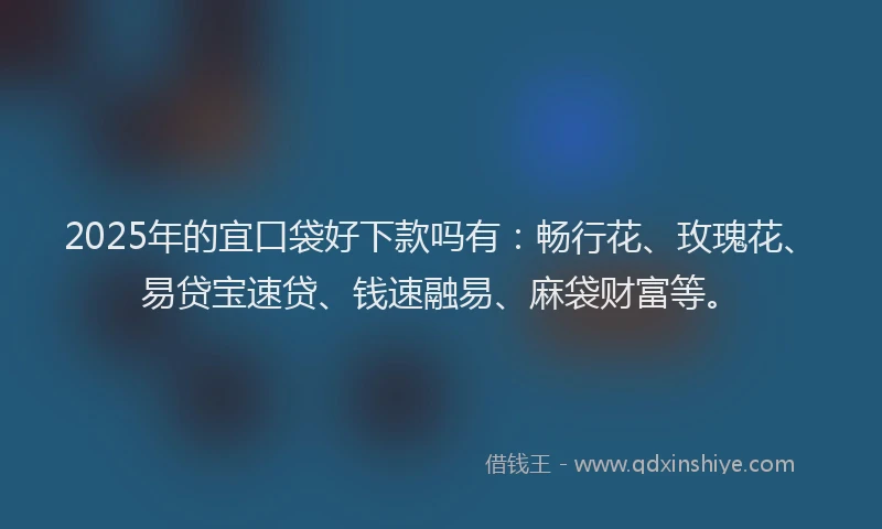 2025年的宜口袋好下款吗有：畅行花、玫瑰花、易贷宝速贷、钱速融易、麻袋财富等。