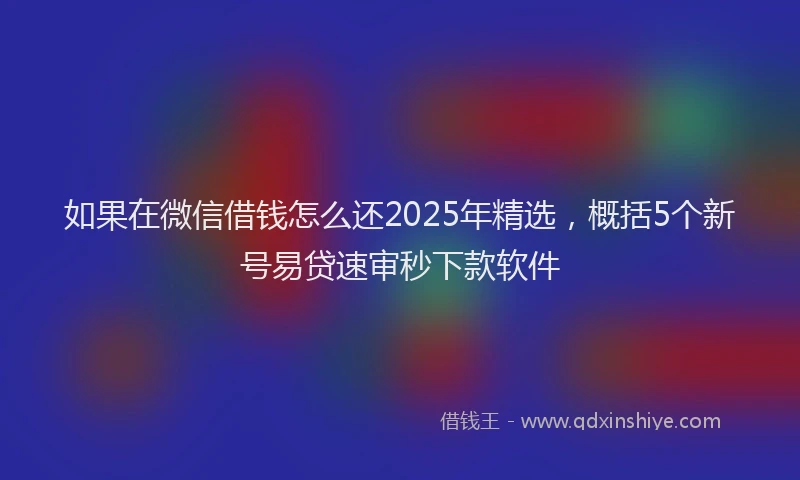 如果在微信借钱怎么还2025年精选，概括5个新号易贷速审秒下款软件