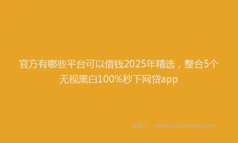 官方有哪些平台可以借钱2025年精选，整合5个无视黑白100%秒下网贷app