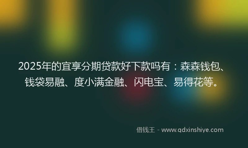2025年的宜享分期贷款好下款吗有：森森钱包、钱袋易融、度小满金融、闪电宝、易得花等。