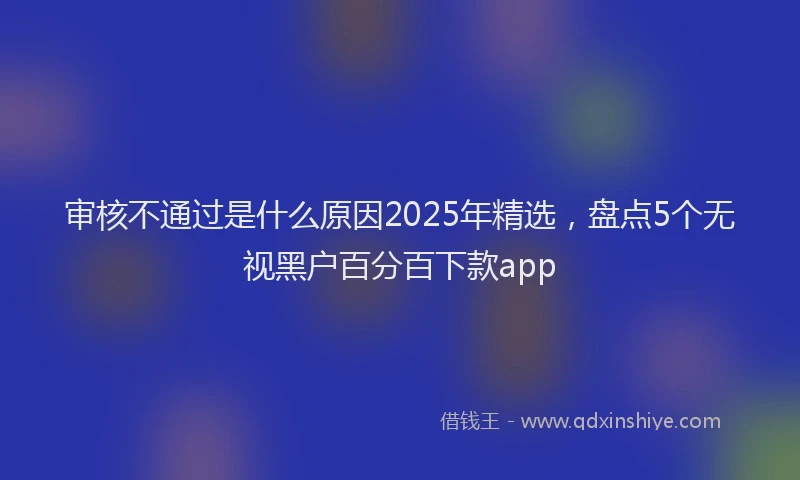 审核不通过是什么原因2025年精选，盘点5个无视黑户百分百下款app
