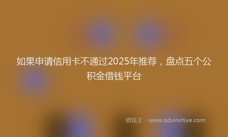 如果申请信用卡不通过2025年推荐，盘点五个公积金借钱平台