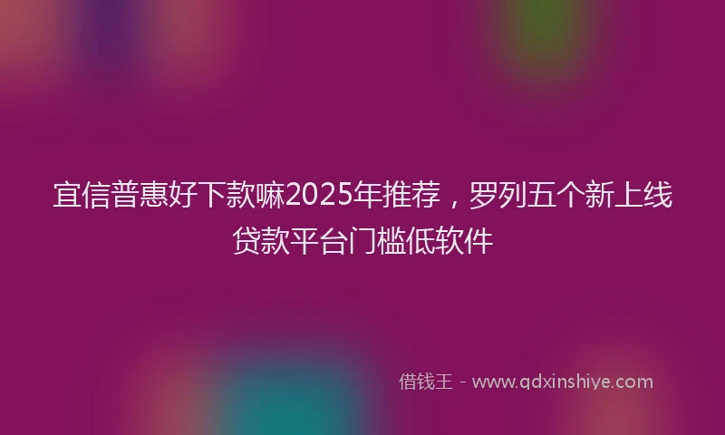 宜信普惠好下款嘛2025年推荐，罗列五个新上线贷款平台门槛低软件