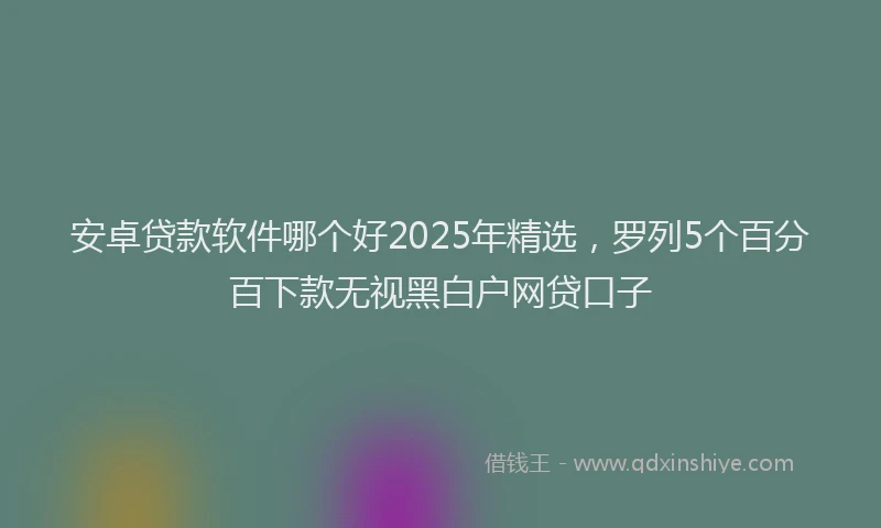 安卓贷款软件哪个好2025年精选，罗列5个百分百下款无视黑白户网贷口子