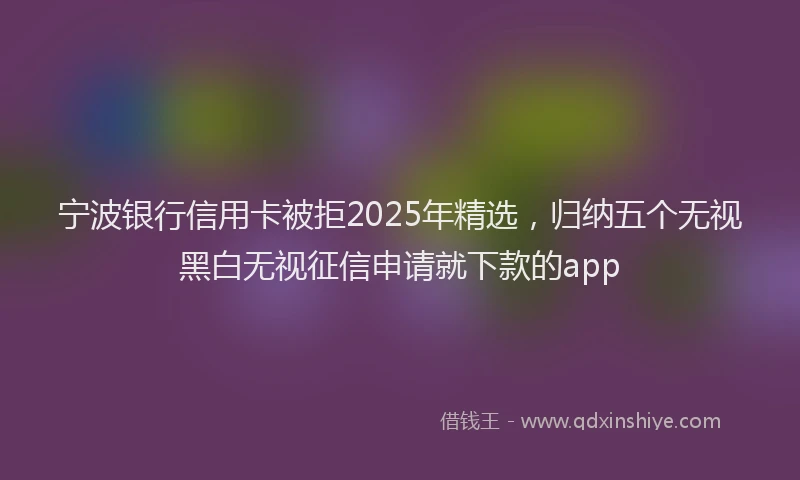 宁波银行信用卡被拒2025年精选，归纳五个无视黑白无视征信申请就下款的app