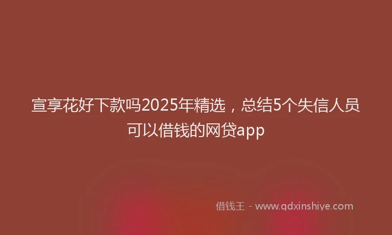 宣享花好下款吗2025年精选，总结5个失信人员可以借钱的网贷app