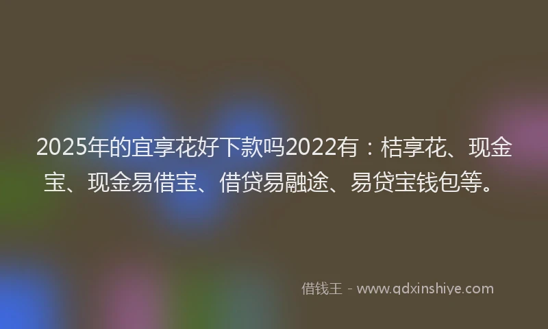 2025年的宜享花好下款吗2022有：桔享花、现金宝、现金易借宝、借贷易融途、易贷宝钱包等。