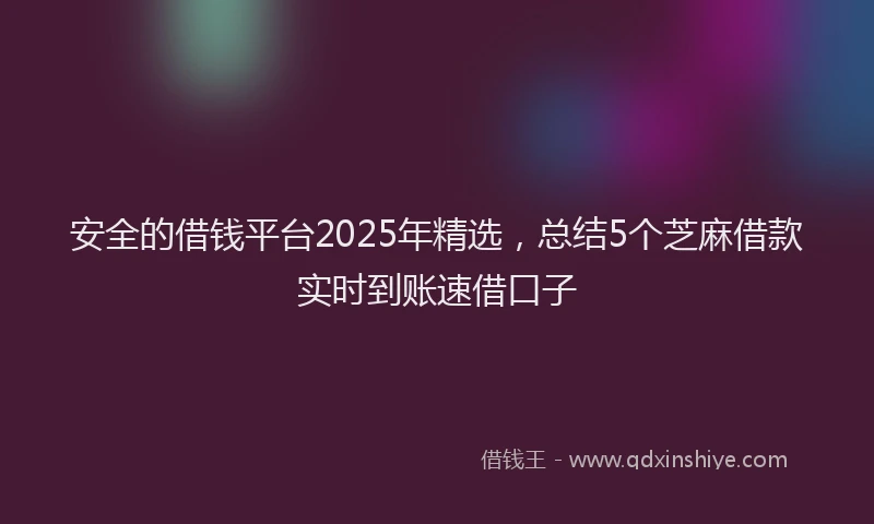 安全的借钱平台2025年精选，总结5个芝麻借款实时到账速借口子
