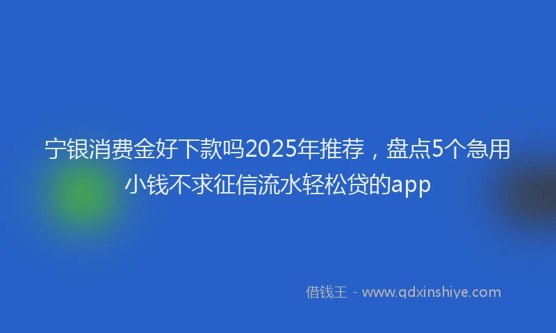 宁银消费金好下款吗2025年推荐，盘点5个急用小钱不求征信流水轻松贷的app