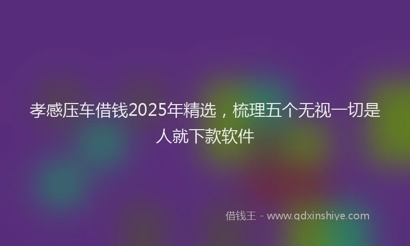 孝感压车借钱2025年精选，梳理五个无视一切是人就下款软件