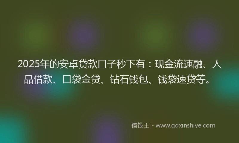 2025年的安卓贷款口子秒下有：现金流速融、人品借款、口袋金贷、钻石钱包、钱袋速贷等。