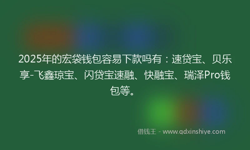 2025年的宏袋钱包容易下款吗有：速贷宝、贝乐享-飞鑫琼宝、闪贷宝速融、快融宝、瑞泽Pro钱包等。