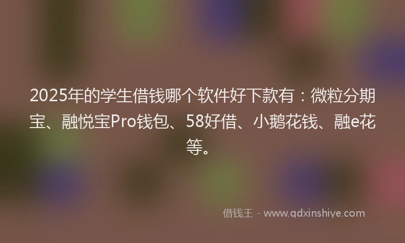 2025年的学生借钱哪个软件好下款有：微粒分期宝、融悦宝Pro钱包、58好借、小鹅花钱、融e花等。
