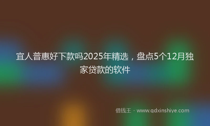 宜人普惠好下款吗2025年精选，盘点5个12月独家贷款的软件