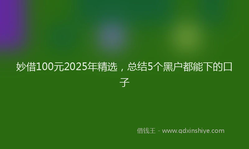 妙借100元2025年精选，总结5个黑户都能下的口子