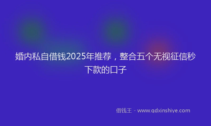 婚内私自借钱2025年推荐，整合五个无视征信秒下款的口子