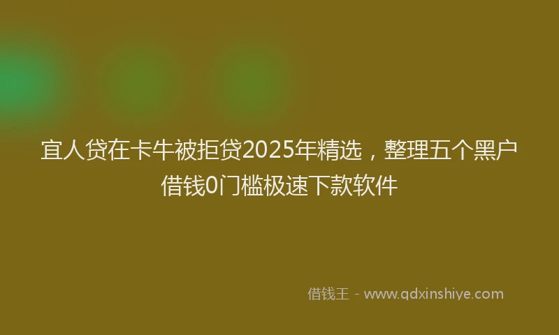 宜人贷在卡牛被拒贷2025年精选，整理五个黑户借钱0门槛极速下款软件