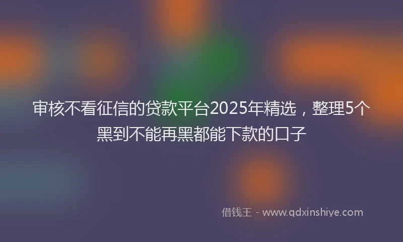 审核不看征信的贷款平台2025年精选，整理5个黑到不能再黑都能下款的口子