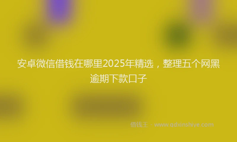 安卓微信借钱在哪里2025年精选，整理五个网黑逾期下款口子