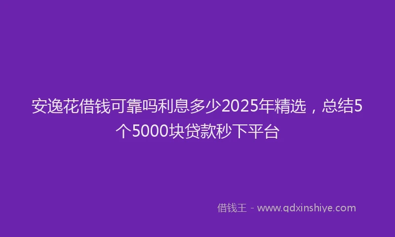 安逸花借钱可靠吗利息多少2025年精选，总结5个5000块贷款秒下平台