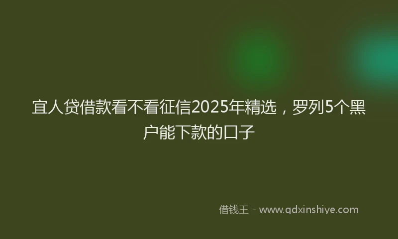 宜人贷借款看不看征信2025年精选，罗列5个黑户能下款的口子