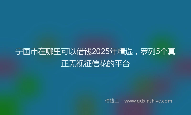 宁国市在哪里可以借钱2025年精选，罗列5个真正无视征信花的平台