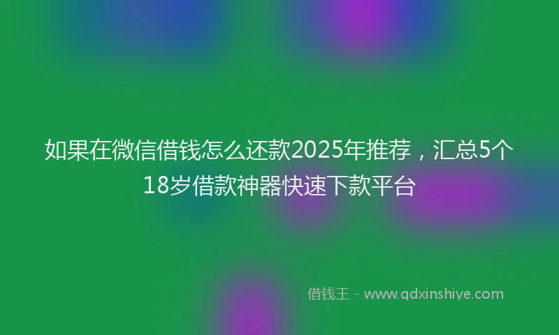 如果在微信借钱怎么还款2025年推荐，汇总5个18岁借款神器快速下款平台