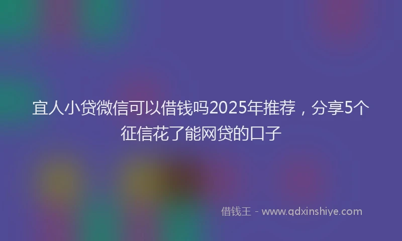 宜人小贷微信可以借钱吗2025年推荐，分享5个征信花了能网贷的口子