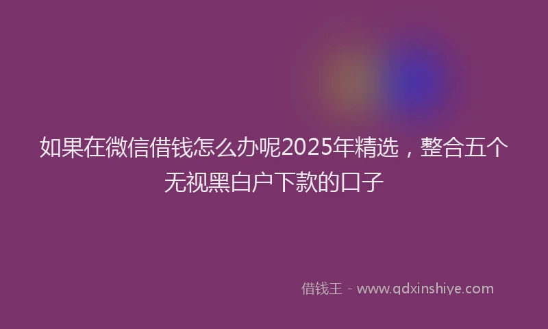 如果在微信借钱怎么办呢2025年精选，整合五个无视黑白户下款的口子