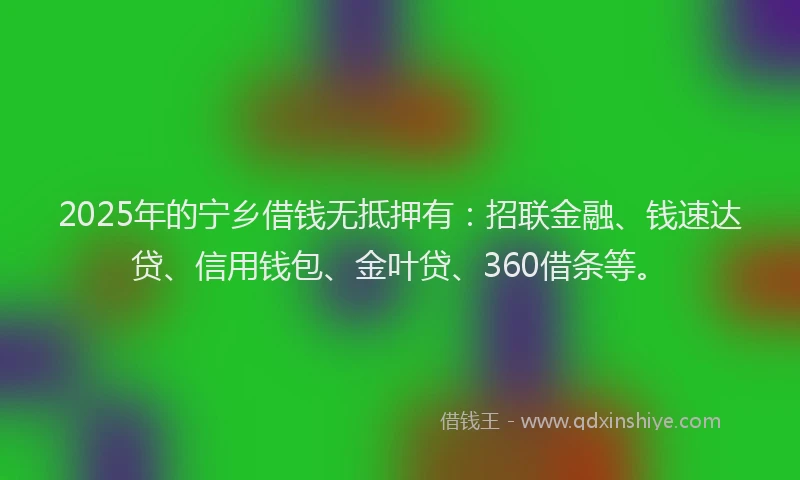2025年的宁乡借钱无抵押有：招联金融、钱速达贷、信用钱包、金叶贷、360借条等。