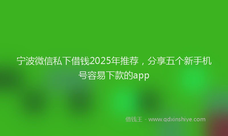 宁波微信私下借钱2025年推荐，分享五个新手机号容易下款的app