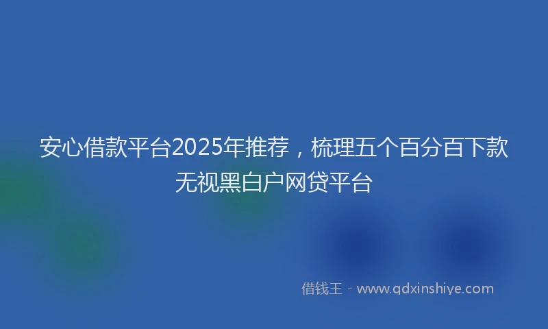 安心借款平台2025年推荐，梳理五个百分百下款无视黑白户网贷平台