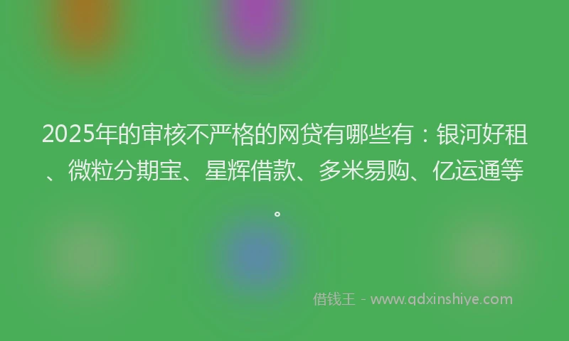 2025年的审核不严格的网贷有哪些有：银河好租、微粒分期宝、星辉借款、多米易购、亿运通等。