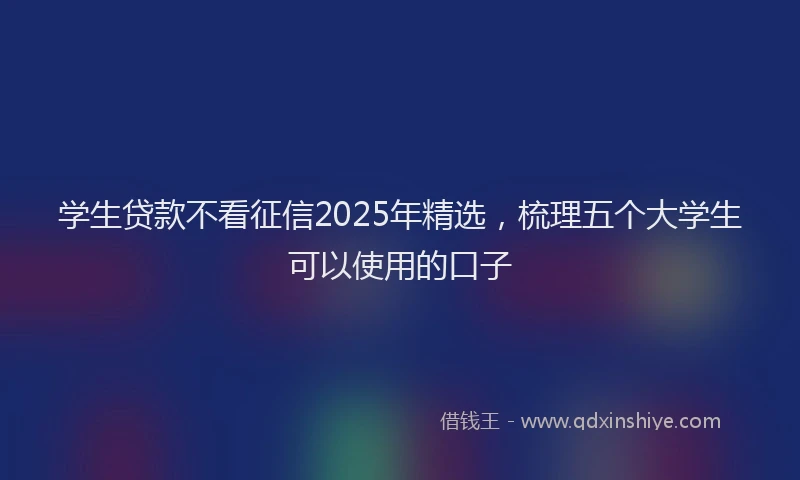 学生贷款不看征信2025年精选，梳理五个大学生可以使用的口子