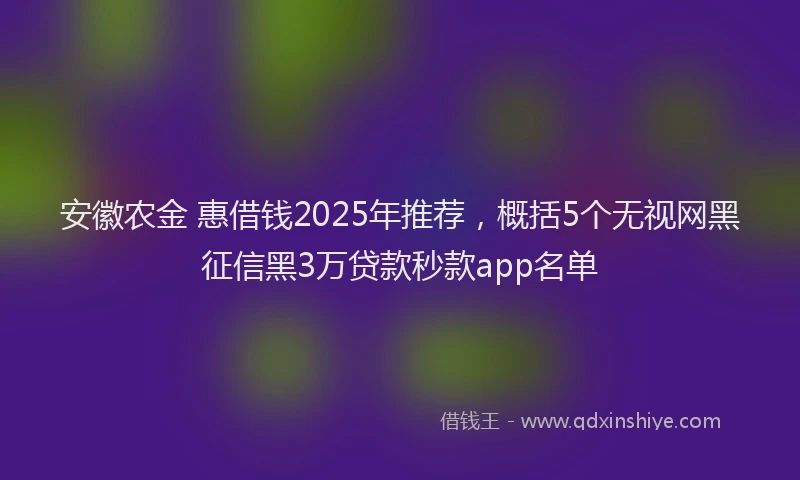 安徽农金 惠借钱2025年推荐，概括5个无视网黑征信黑3万贷款秒款app名单