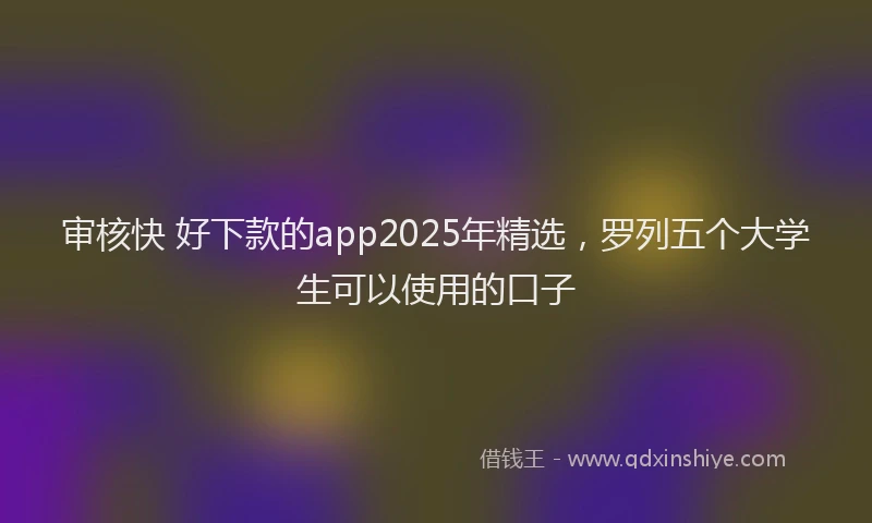 审核快 好下款的app2025年精选，罗列五个大学生可以使用的口子