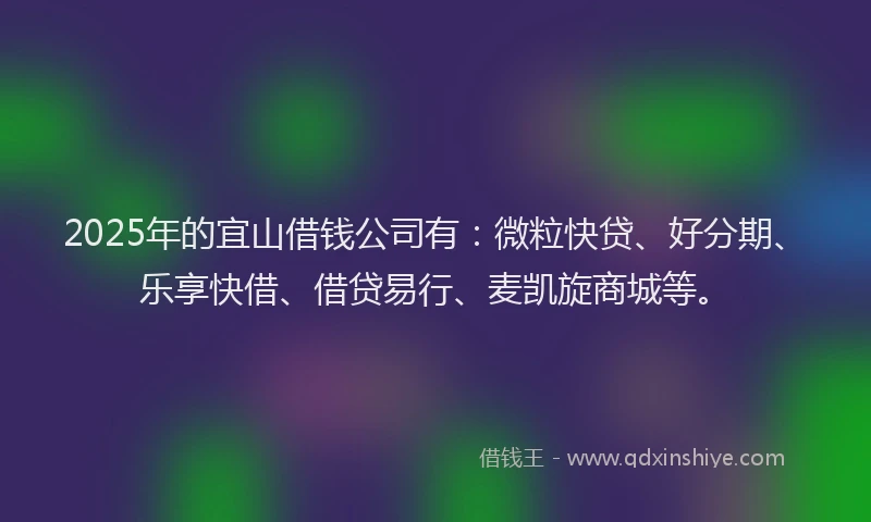 2025年的宜山借钱公司有：微粒快贷、好分期、乐享快借、借贷易行、麦凯旋商城等。