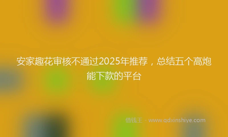 安家趣花审核不通过2025年推荐，总结五个高炮能下款的平台