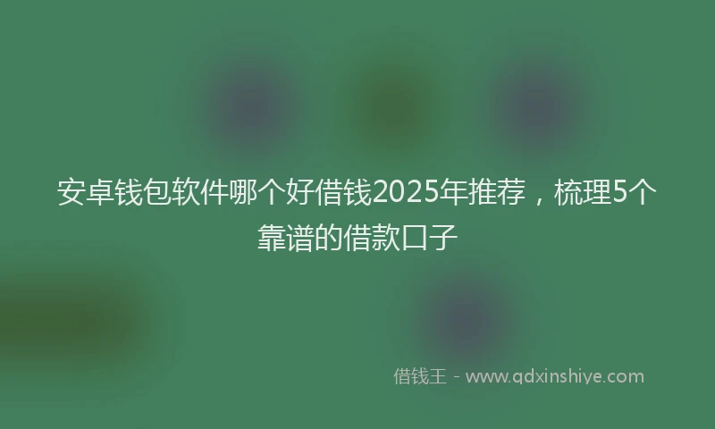 安卓钱包软件哪个好借钱2025年推荐，梳理5个靠谱的借款口子