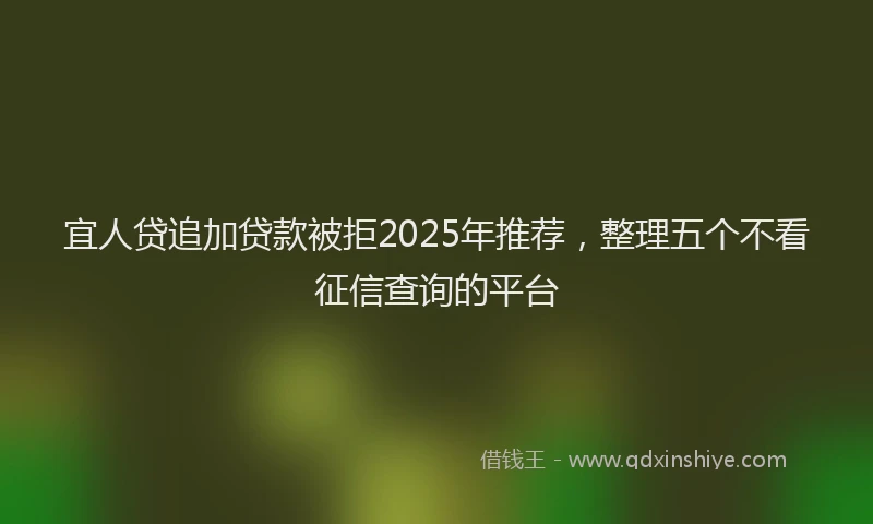 宜人贷追加贷款被拒2025年推荐，整理五个不看征信查询的平台