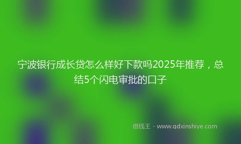 宁波银行成长贷怎么样好下款吗2025年推荐，总结5个闪电审批的口子