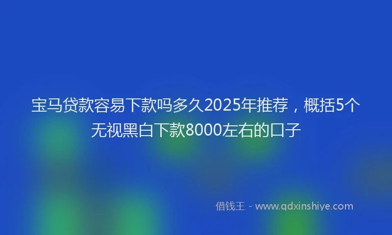 宝马贷款容易下款吗多久2025年推荐，概括5个无视黑白下款8000左右的口子