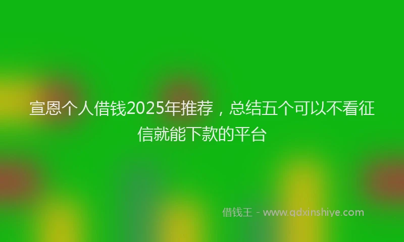 宣恩个人借钱2025年推荐，总结五个可以不看征信就能下款的平台