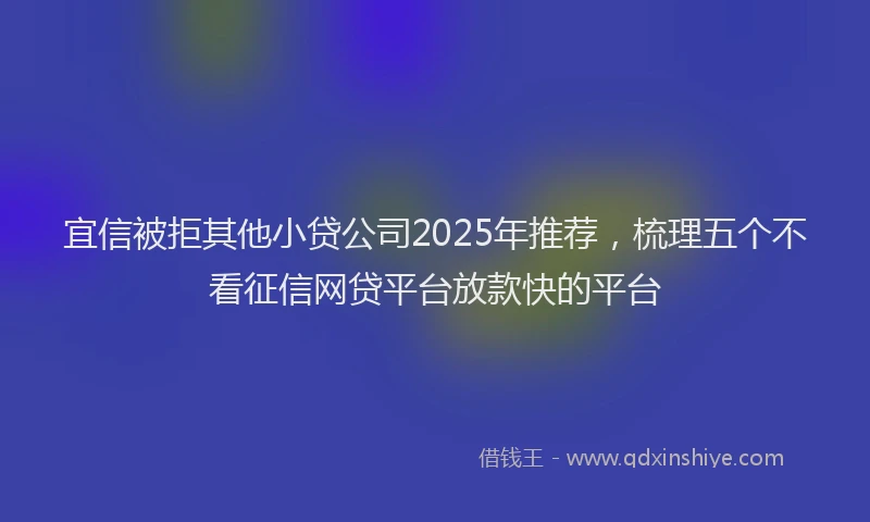 宜信被拒其他小贷公司2025年推荐，梳理五个不看征信网贷平台放款快的平台