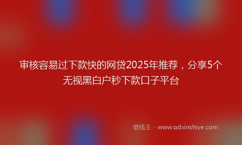 审核容易过下款快的网贷2025年推荐，分享5个无视黑白户秒下款口子平台