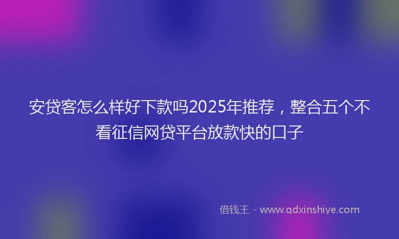 安贷客怎么样好下款吗2025年推荐，整合五个不看征信网贷平台放款快的口子