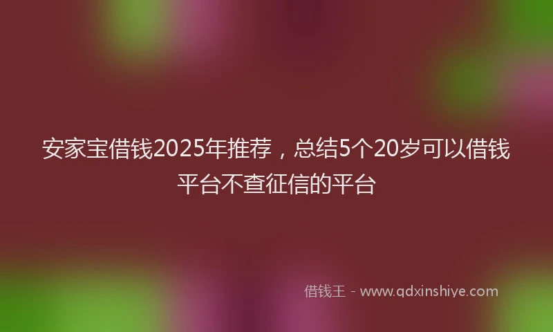 安家宝借钱2025年推荐，总结5个20岁可以借钱平台不查征信的平台