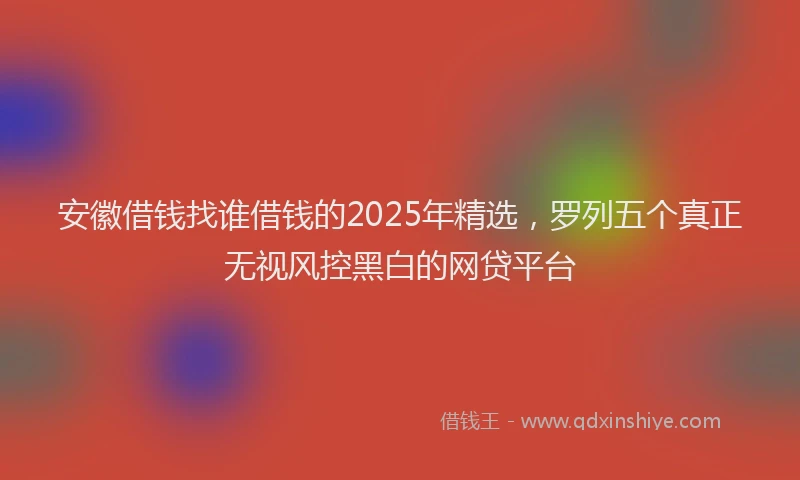 安徽借钱找谁借钱的2025年精选，罗列五个真正无视风控黑白的网贷平台