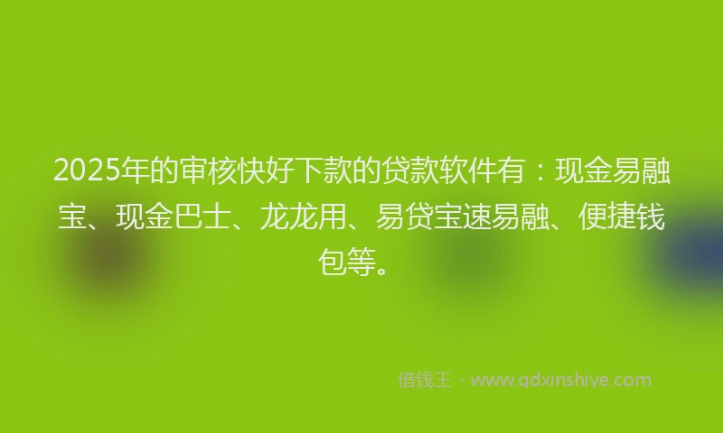 2025年的审核快好下款的贷款软件有：现金易融宝、现金巴士、龙龙用、易贷宝速易融、便捷钱包等。